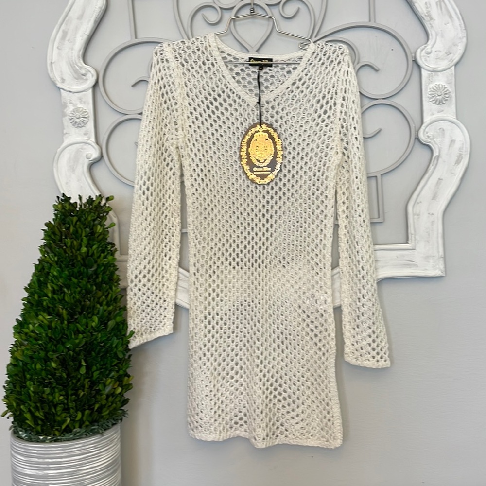 NWT Ocean Blue Crochet Cover up Dress Size Med - Picture 2 of 7